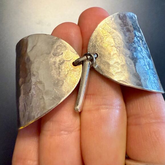 Artisan Bent Hammered Silverware Spoon Bracelet - Picture 6 of 11